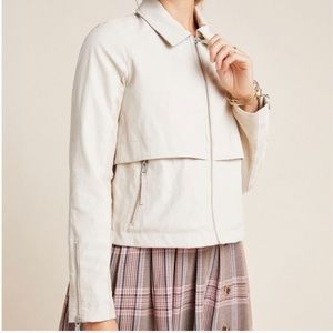 Anthropologie Faux Leather Moto Jacket Beige